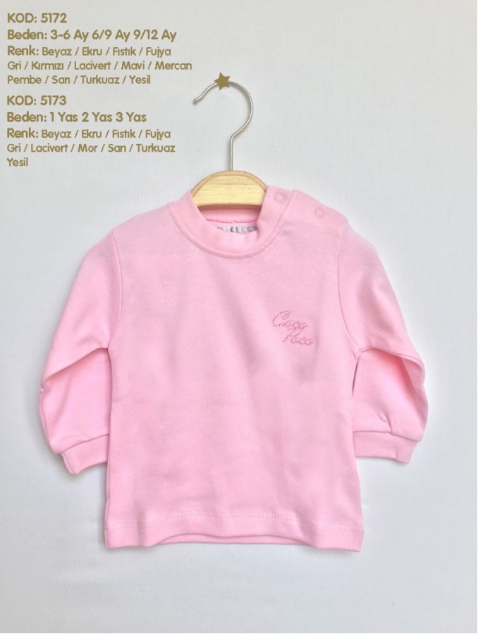 İNTERLOK UZUNKOL BEBE TSHIRT  5172-PEMBE